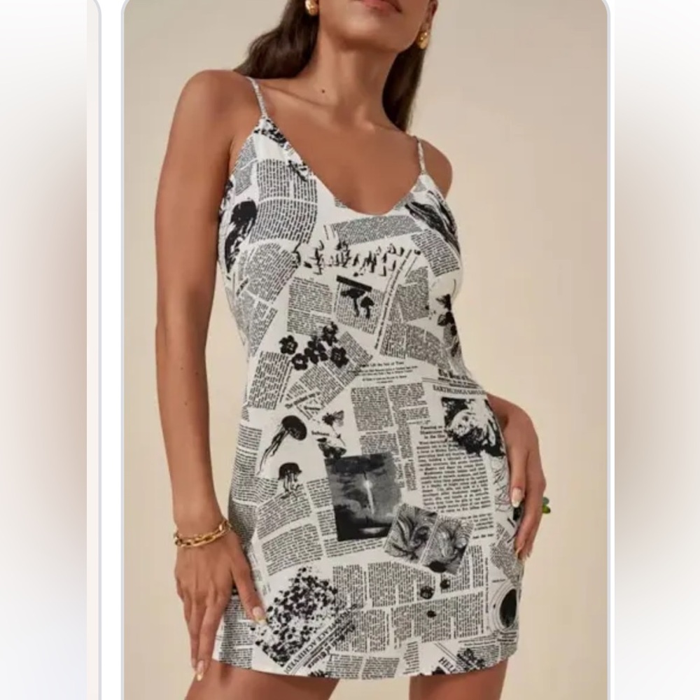 REFORMATION - NEWSPAPER MINI DRESS SIZE MEDIUM